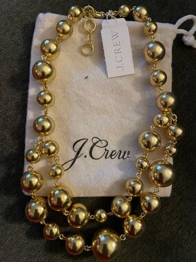 J. Crew Gold Layered Beaded Statement Necklace